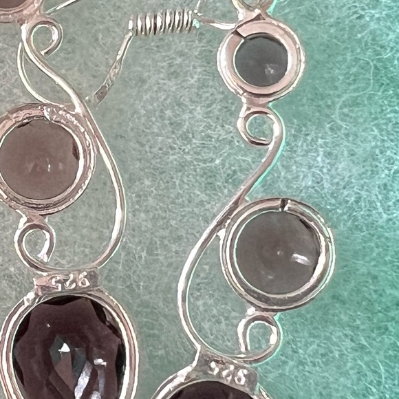 Amethyst 925 silver earrings New - Picture 6 of 7